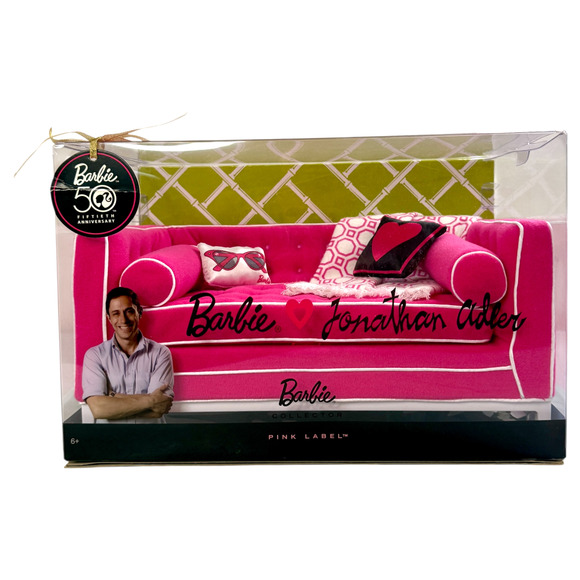 Barbie Jonathan Adler Sofa Couch Pink Happy Chic Gift Set Anniversary NRFB READ - Picture 1 of 16